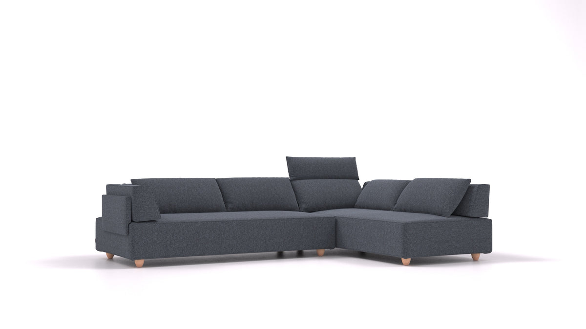 CasCais G, modulares Sofa von FEYDOM im Stoff Icon IC-79 Deep Blue, helle Füße