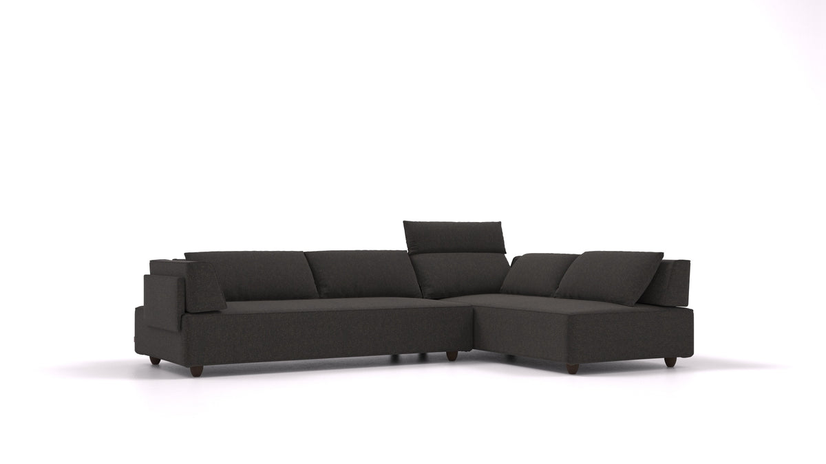 CasCais G, modulares Sofa von FEYDOM im Stoff Icon IC-99 Umbra, dunkle Füße