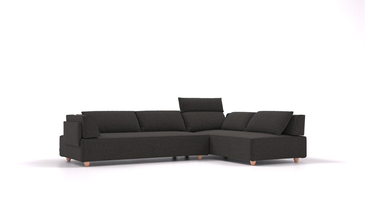 CasCais G, modulares Sofa von FEYDOM im Stoff Icon IC-99 Umbra, helle Füße