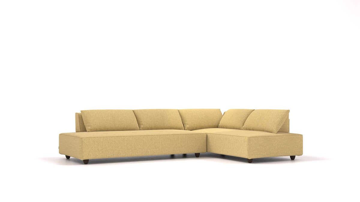 CasCais GS, modulares Sofa von FEYDOM im Stoff Alure DE-48 Yellow, dunkle Füße