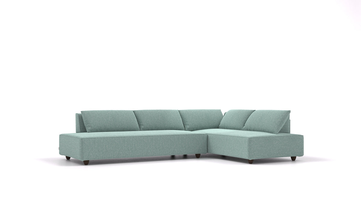 CasCais GS, modulares Sofa von FEYDOM im Stoff Alure DE-75 Pastel Blue, dunkle Füße