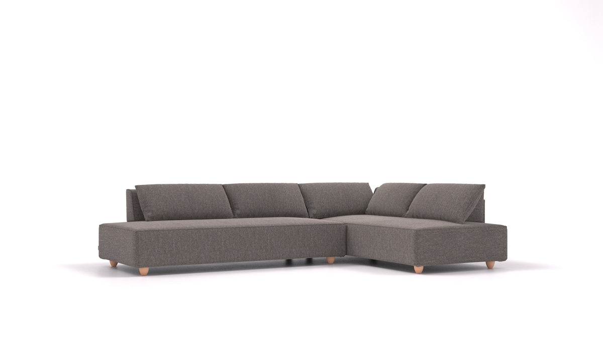 CasCais GS, modulares Sofa von FEYDOM im Stoff Alure DE-92 Middle Grey, helle Füße