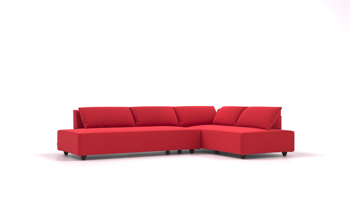 CasCais GS, modulares Sofa von FEYDOM im Stoff Velare ET-11 Red, dunkle Füße
