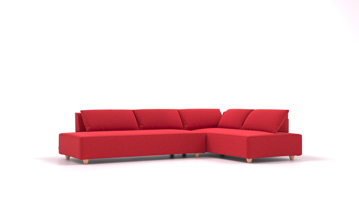 CasCais GS, modulares Sofa von FEYDOM im Stoff Velare ET-11 Red, helle Füße