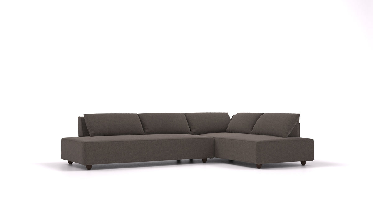 CasCais GS, modulares Sofa von FEYDOM im Stoff Velare ET-12 Dark Grey, dunkle Füße