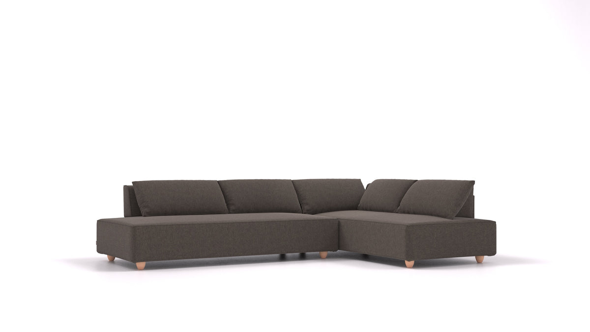 CasCais GS, modulares Sofa von FEYDOM im Stoff Velare ET-12 Dark Grey, helle Füße