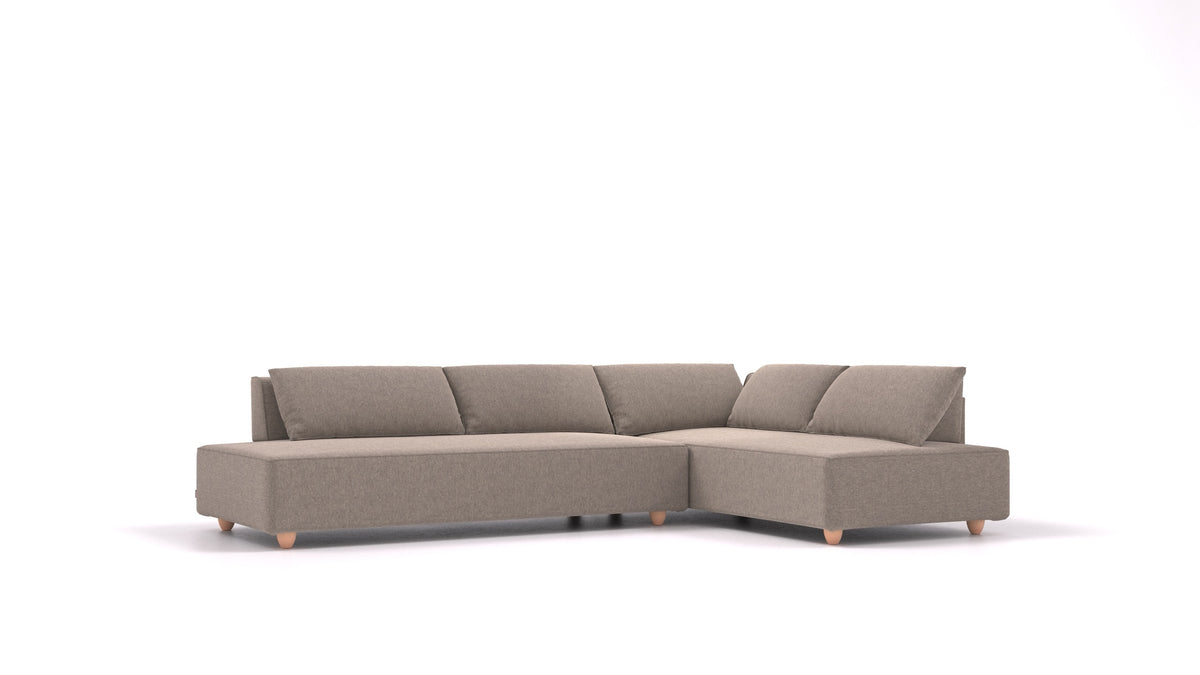 CasCais GS, modulares Sofa von FEYDOM im Stoff Velare ET-14 Middle Grey, helle Füße