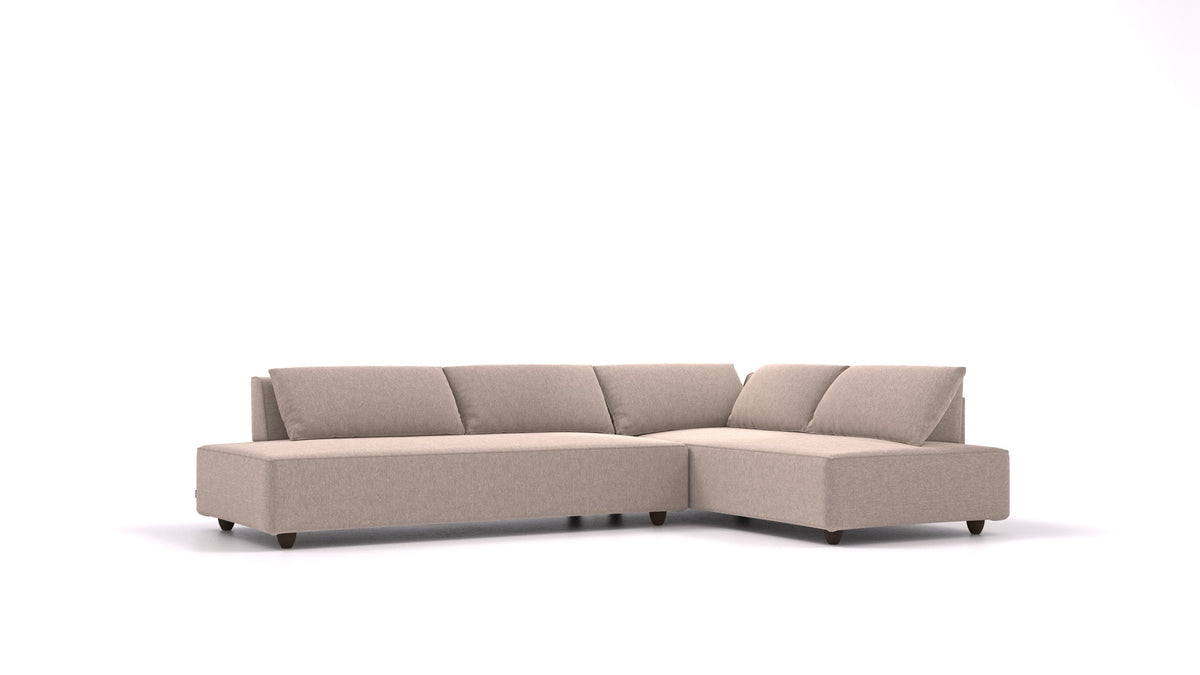 CasCais GS, modulares Sofa von FEYDOM im Stoff Velare ET-15 Light Grey, dunkle Füße