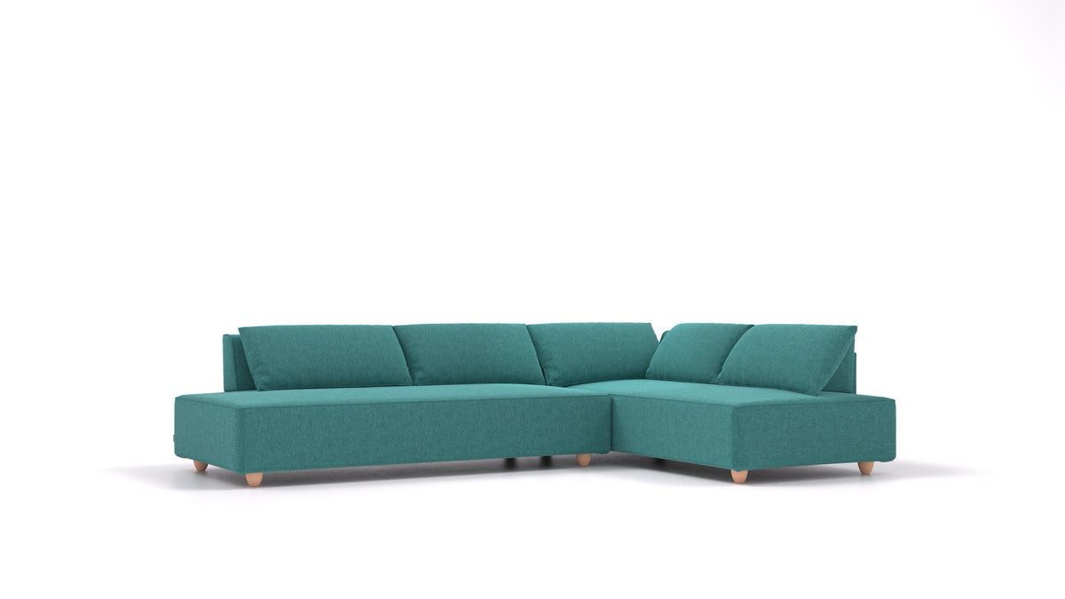 CasCais GS, modulares Sofa von FEYDOM im Stoff Velare ET-16 Turquoise, helle Füße