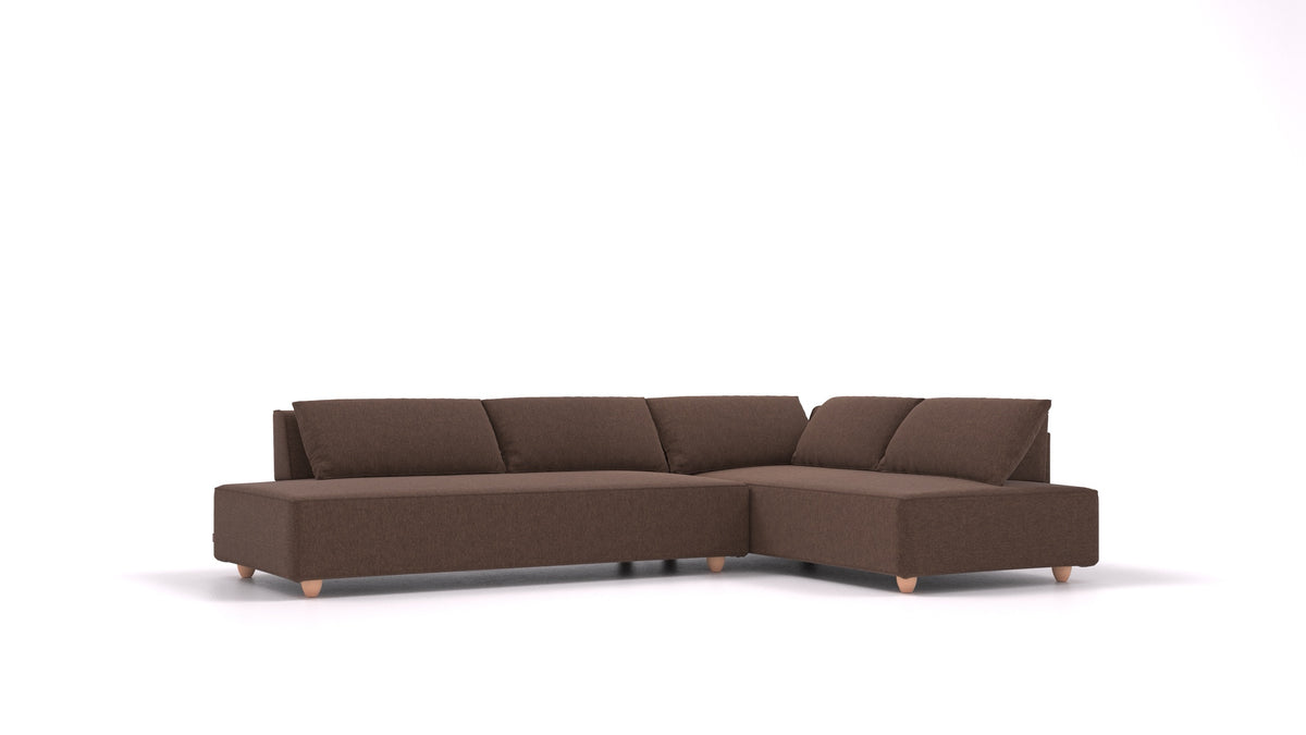 CasCais GS, modulares Sofa von FEYDOM im Stoff Velare ET-27 Chocolate, helle Füße
