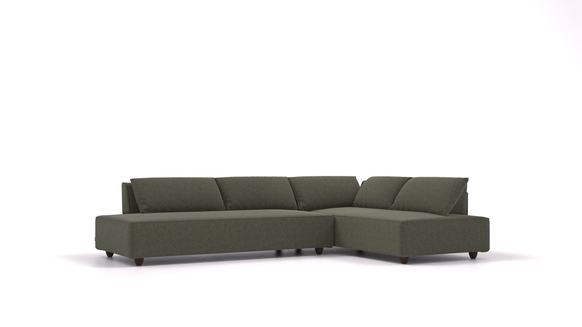 CasCais GS, modulares Sofa von FEYDOM im Stoff Velare ET-38 Pine, dunkle Füße