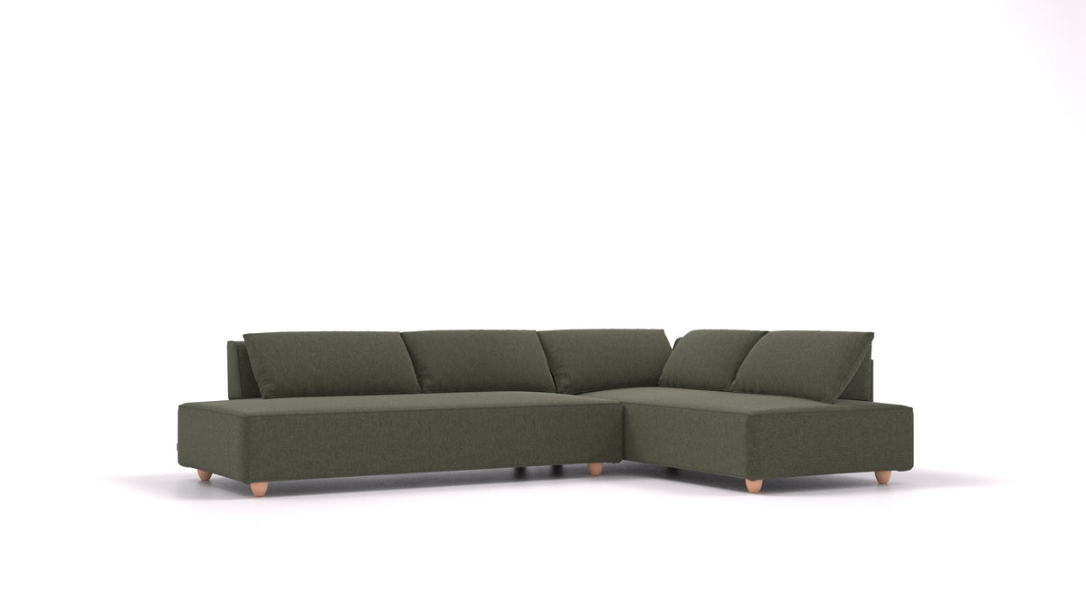 CasCais GS, modulares Sofa von FEYDOM im Stoff Velare ET-38 Pine, helle Füße