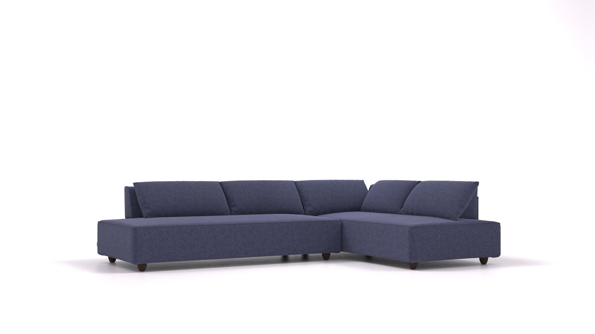 CasCais GS, modulares Sofa von FEYDOM im Stoff Velare ET-80 Noble Blue, dunkle Füße