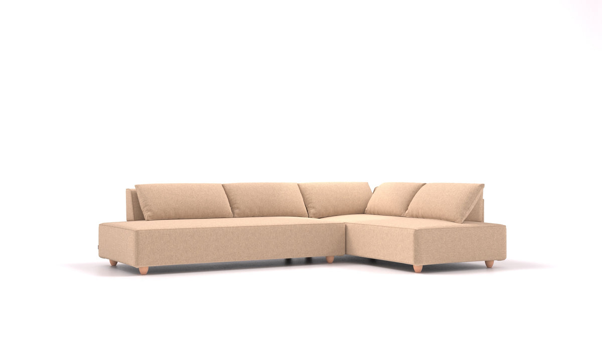 CasCais GS, modulares Sofa von FEYDOM im Stoff Velare ET-99 Latte, helle Füße