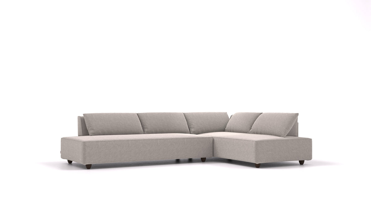 CasCais GS, modulares Sofa von FEYDOM im Stoff Phoenix FE-84 Middle Grey, dunkle Füße