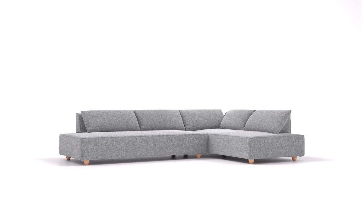 CasCais GS, modulares Sofa von FEYDOM im Stoff Phoenix FE-92 Dark Grey, helle Füße