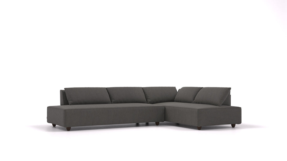 CasCais GS, modulares Sofa von FEYDOM im Stoff Mollia FF-12 Dark Grey, dunkle Füße