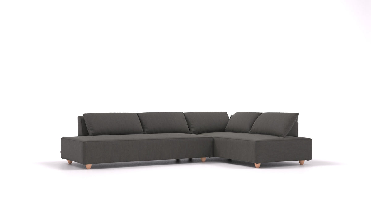 CasCais GS, modulares Sofa von FEYDOM im Stoff Mollia FF-12 Dark Grey, helle Füße