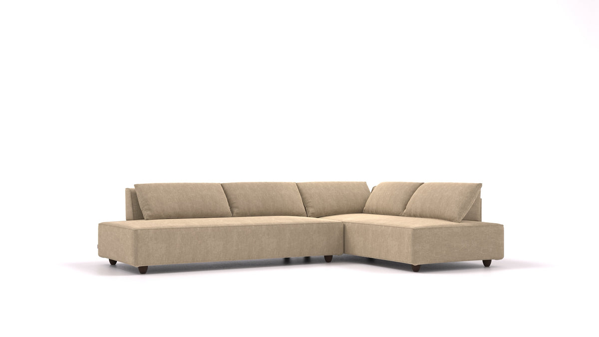 CasCais GS, modulares Sofa von FEYDOM im Stoff Mollia FF-13 Cappuccino, dunkle Füße