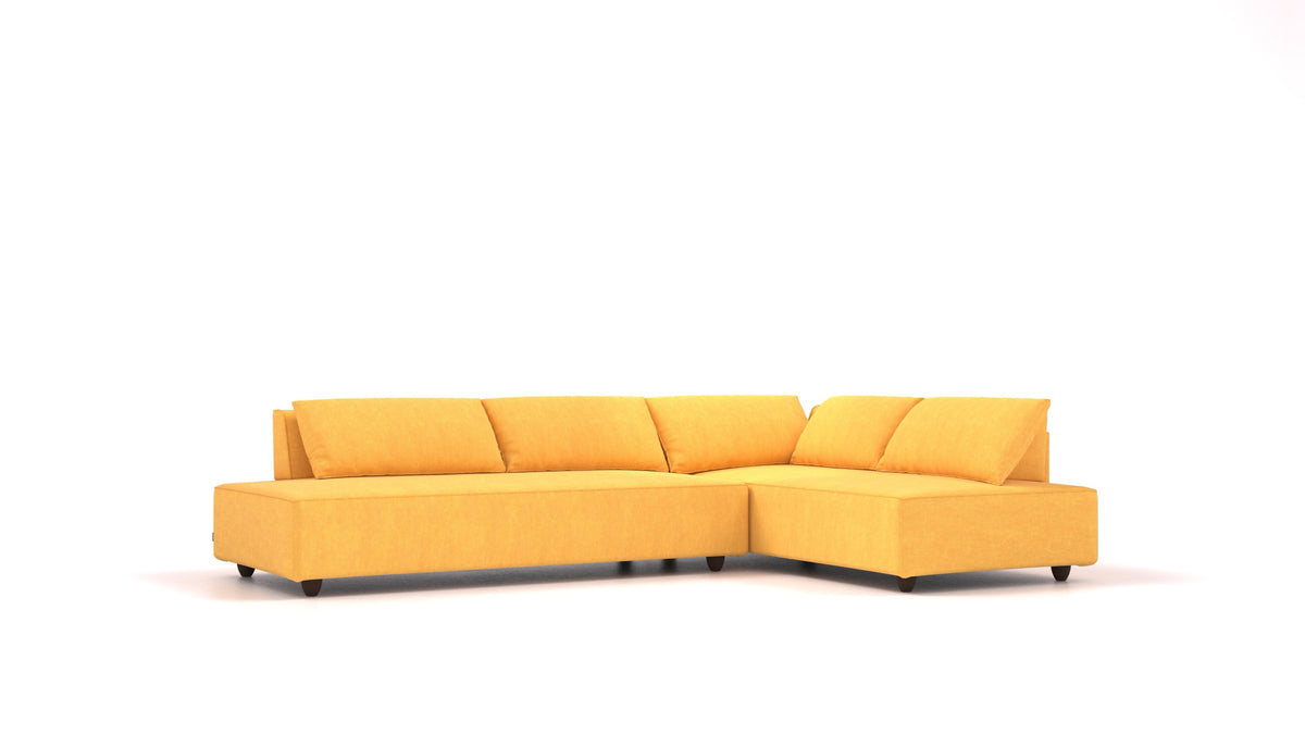 CasCais GS, modulares Sofa von FEYDOM im Stoff Mollia FF-16 Yellow, dunkle Füße