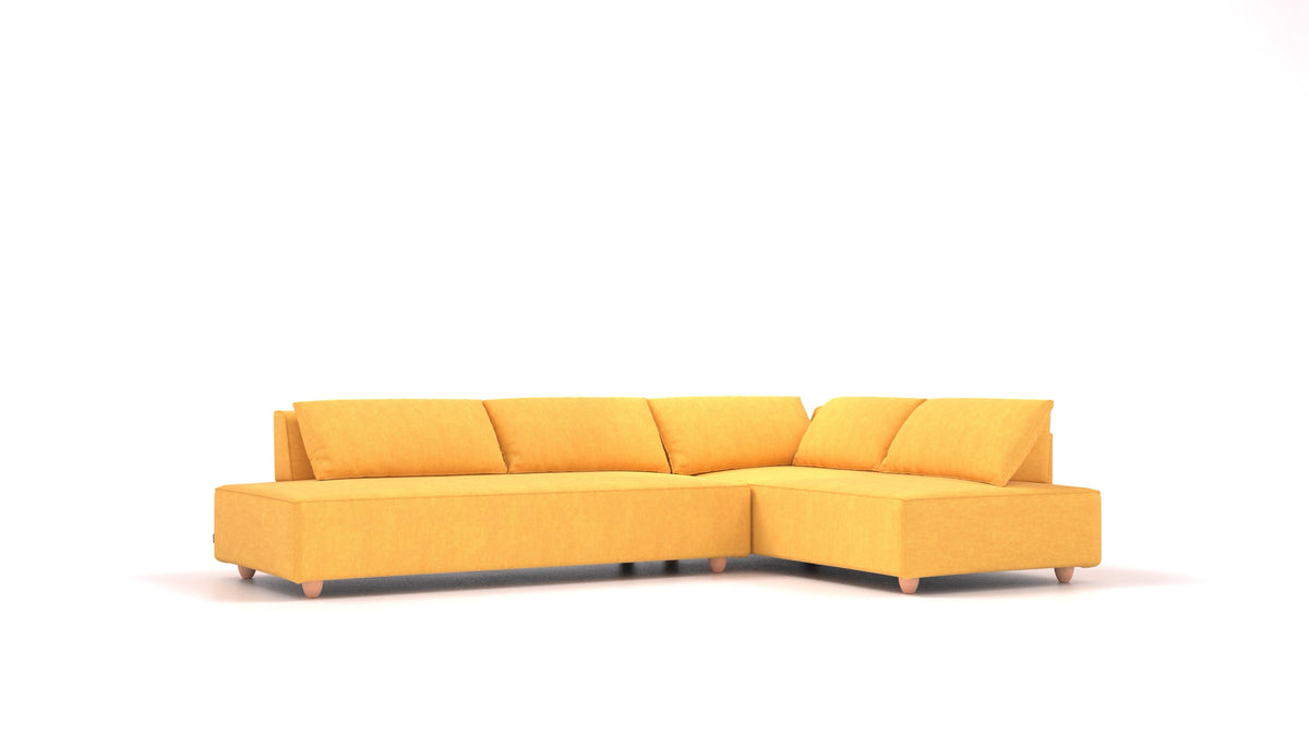 CasCais GS, modulares Sofa von FEYDOM im Stoff Mollia FF-16 Yellow, helle Füße