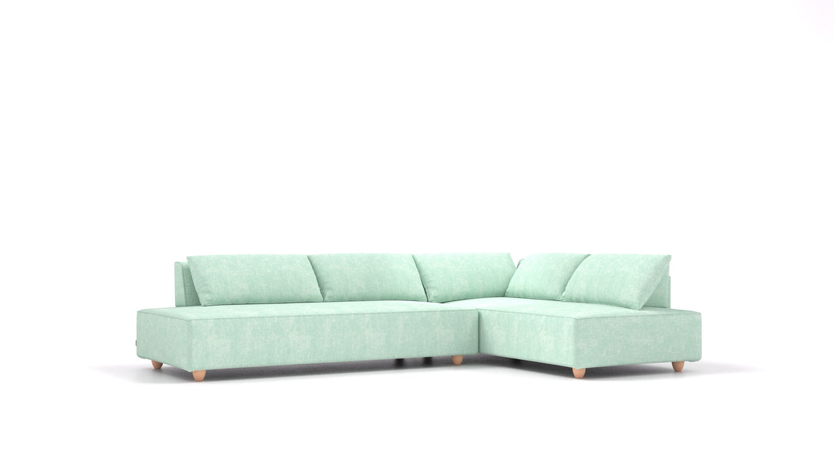 CasCais GS, modulares Sofa von FEYDOM im Stoff Mollia FF-18 Mint, helle Füße