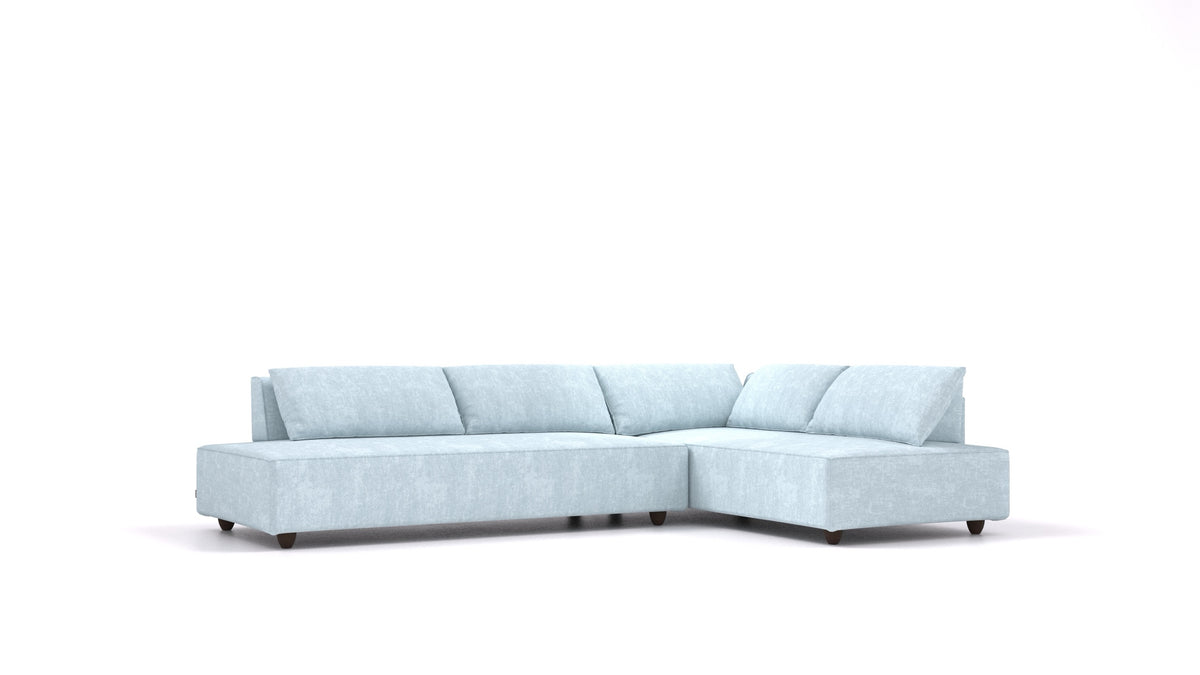 CasCais GS, modulares Sofa von FEYDOM im Stoff Mollia FF-19 Pastel Blue, dunkle Füße