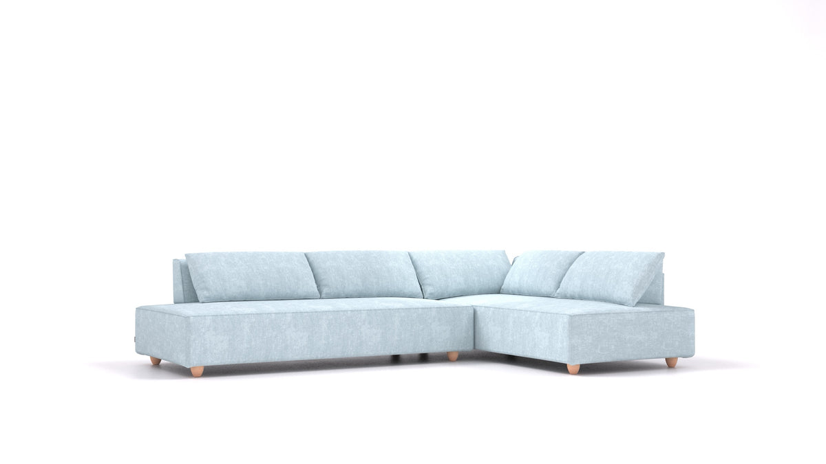 CasCais GS, modulares Sofa von FEYDOM im Stoff Mollia FF-19 Pastel Blue, helle Füße