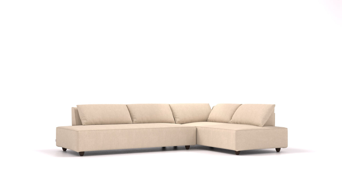 CasCais GS, modulares Sofa von FEYDOM im Stoff Mollia HC-03 Honey, dunkle Füße