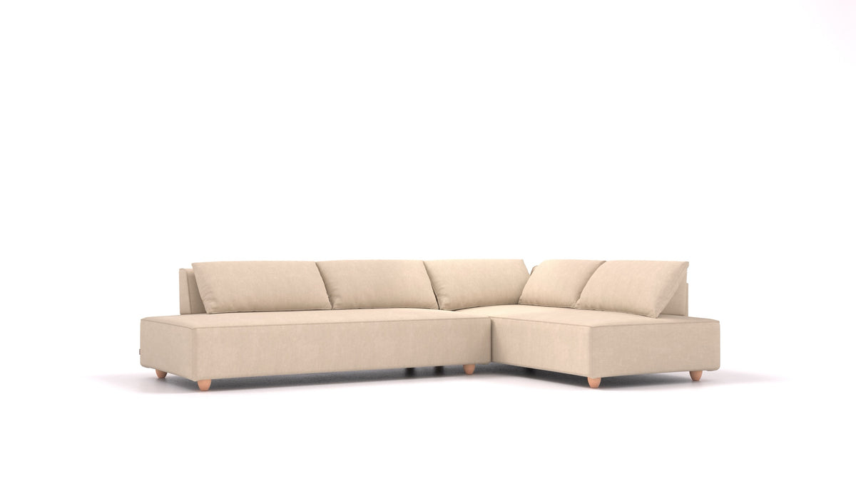 CasCais GS, modulares Sofa von FEYDOM im Stoff Mollia HC-03 Honey, helle Füße