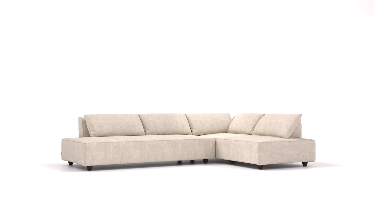 CasCais GS, modulares Sofa von FEYDOM im Stoff Mollia HC-04 White, dunkle Füße