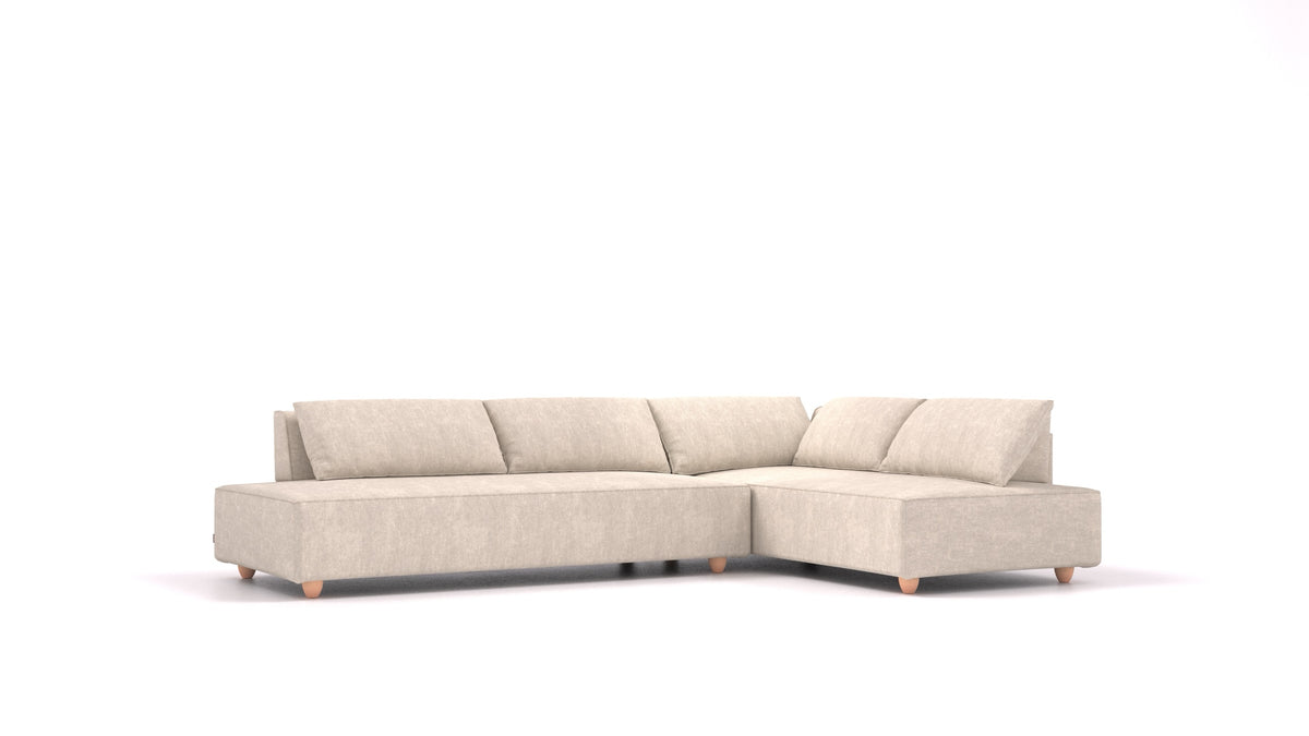 CasCais GS, modulares Sofa von FEYDOM im Stoff Mollia HC-04 White, helle Füße