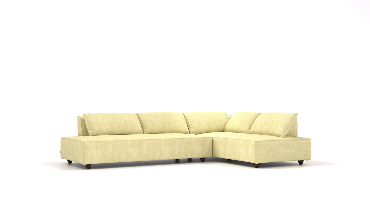 CasCais GS, modulares Sofa von FEYDOM im Stoff Mollia HC-09 Grass Green, dunkle Füße