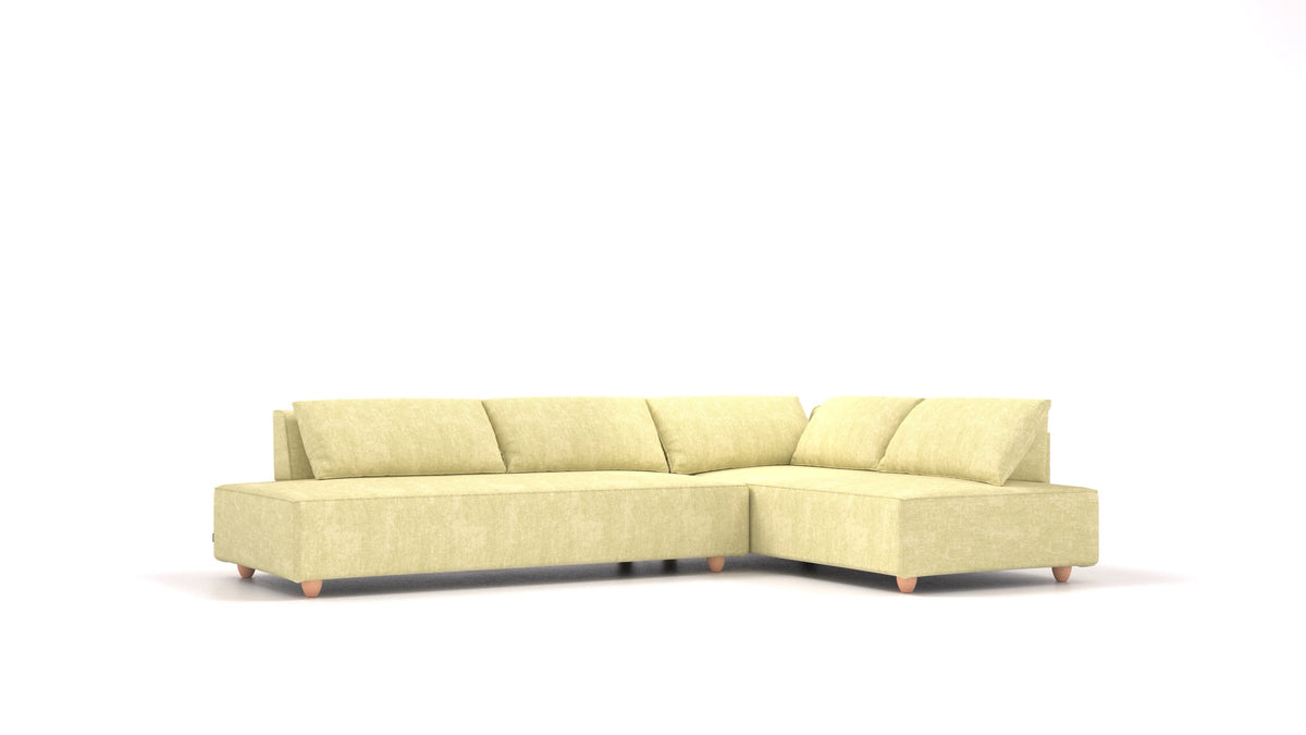 CasCais GS, modulares Sofa von FEYDOM im Stoff Mollia HC-09 Grass Green, helle Füße