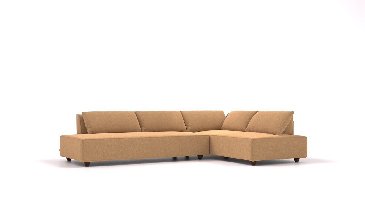 CasCais GS, modulares Sofa von FEYDOM im Stoff Icon IC-45 Antic Gold, dunkle Füße