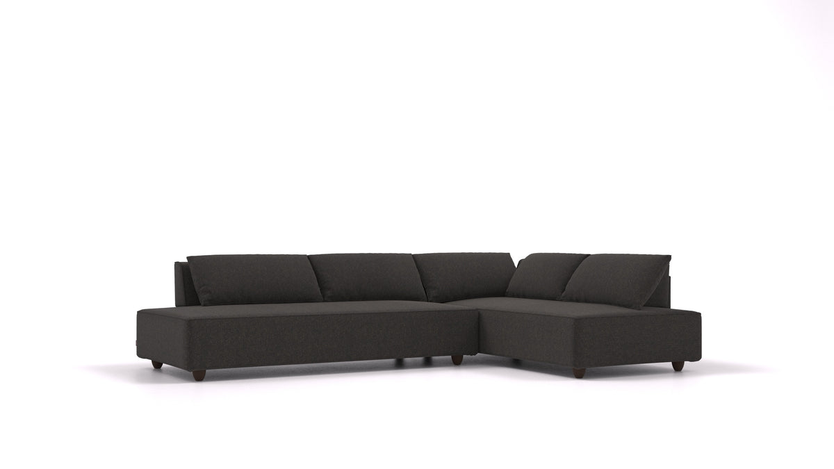 CasCais GS, modulares Sofa von FEYDOM im Stoff Icon IC-99 Umbra, dunkle Füße