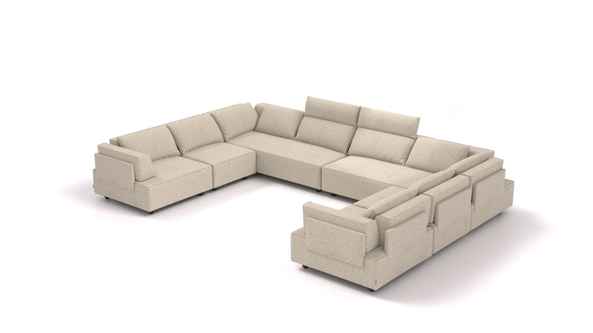 CasCais-ID, modulares Sofa von FEYDOM im Stoff Alure DE-09 Natur, dunkle Füße