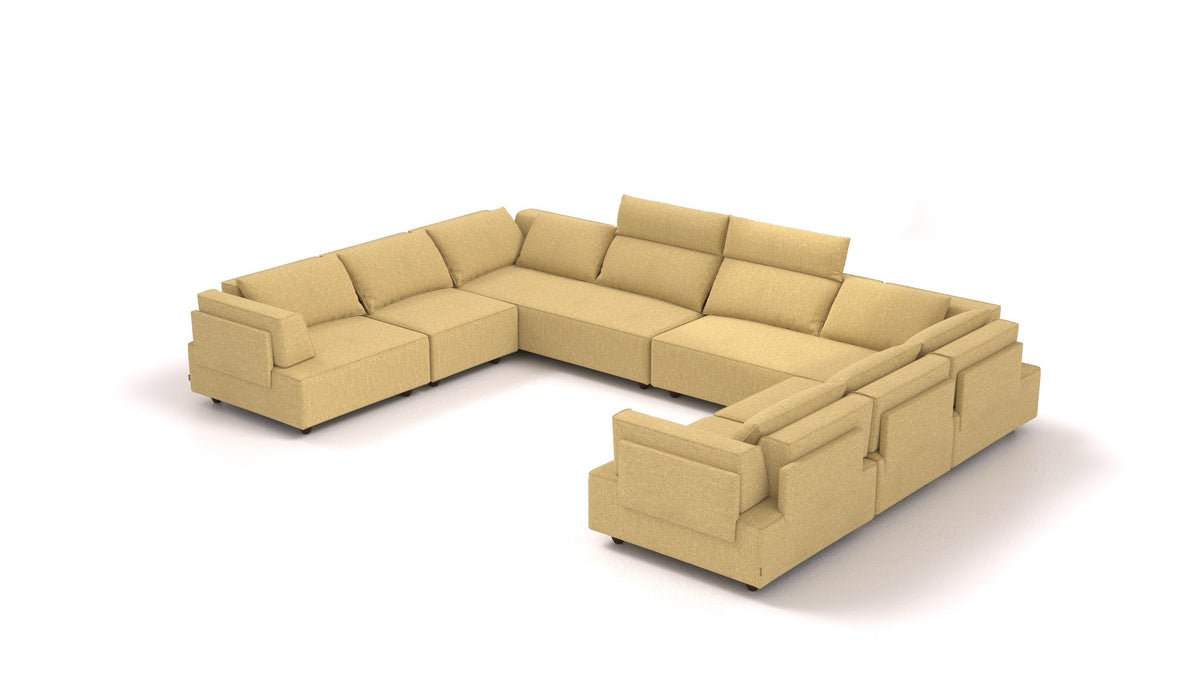 CasCais-ID, modulares Sofa von FEYDOM im Stoff Alure DE-48 Yellow, dunkle Füße