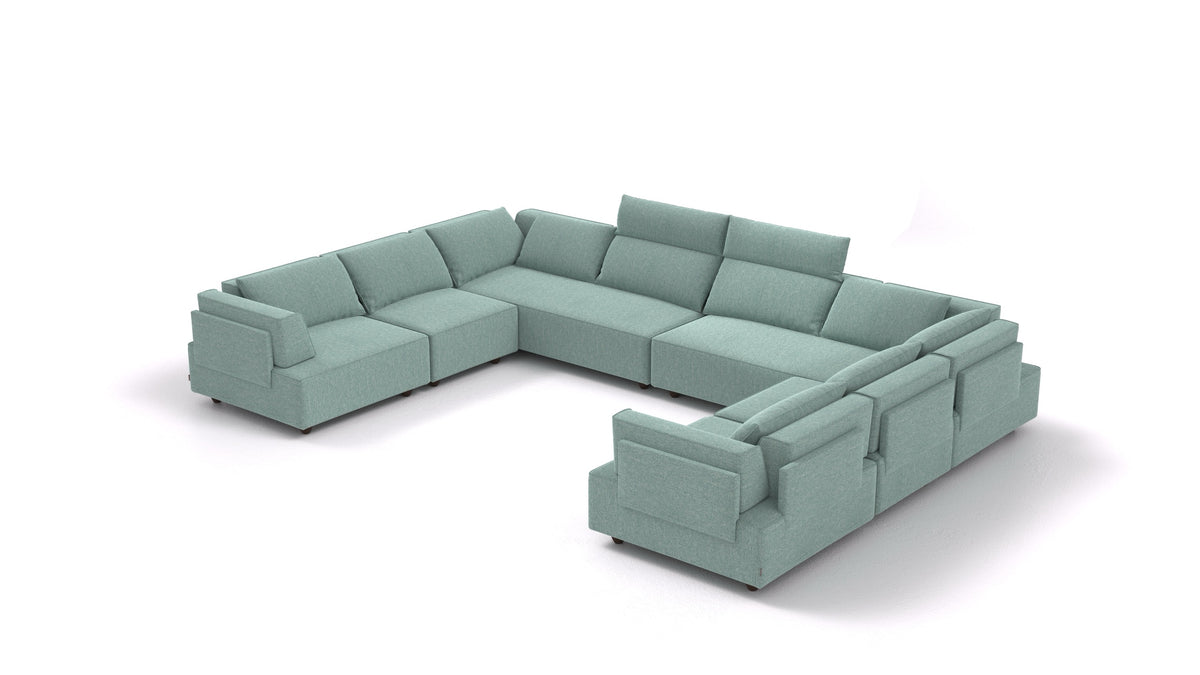CasCais-ID, modulares Sofa von FEYDOM im Stoff Alure DE-75 Pastel Blue, dunkle Füße