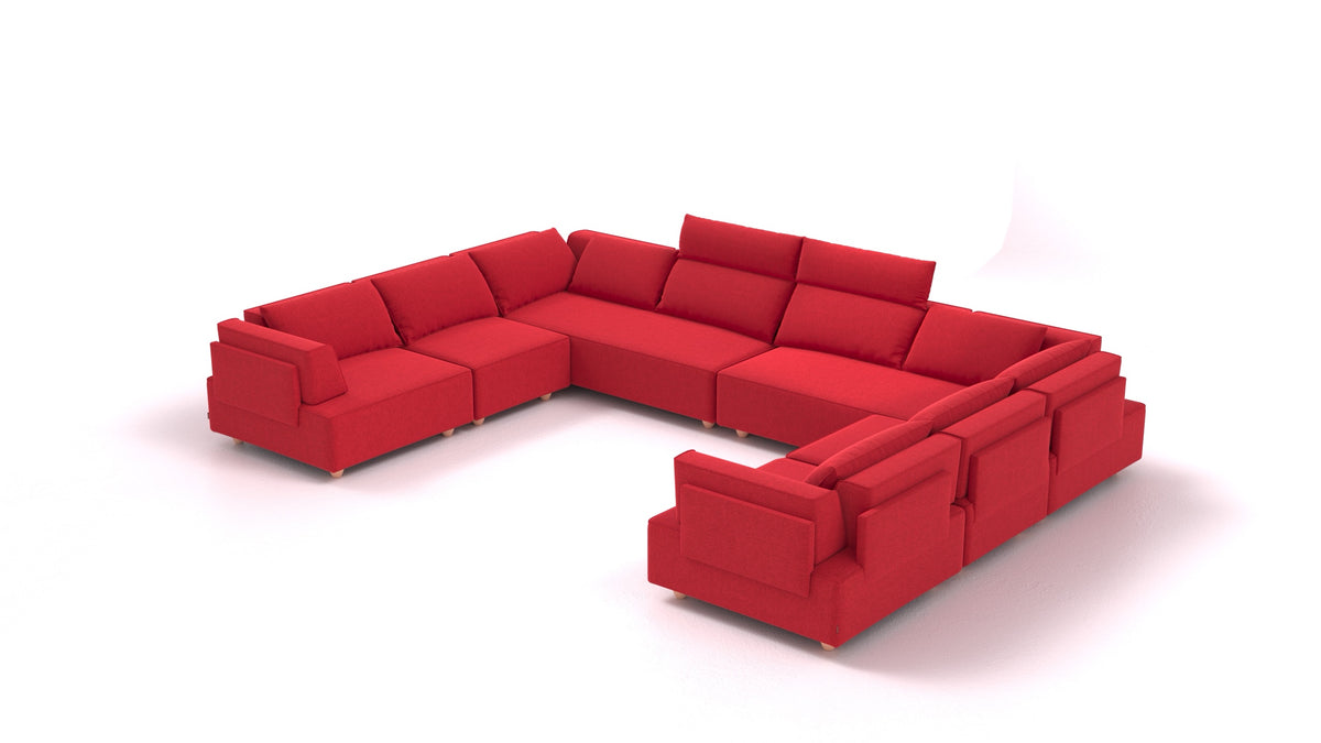 CasCais-ID, modulares Sofa von FEYDOM im Stoff Velare ET-11 Red, helle Füße