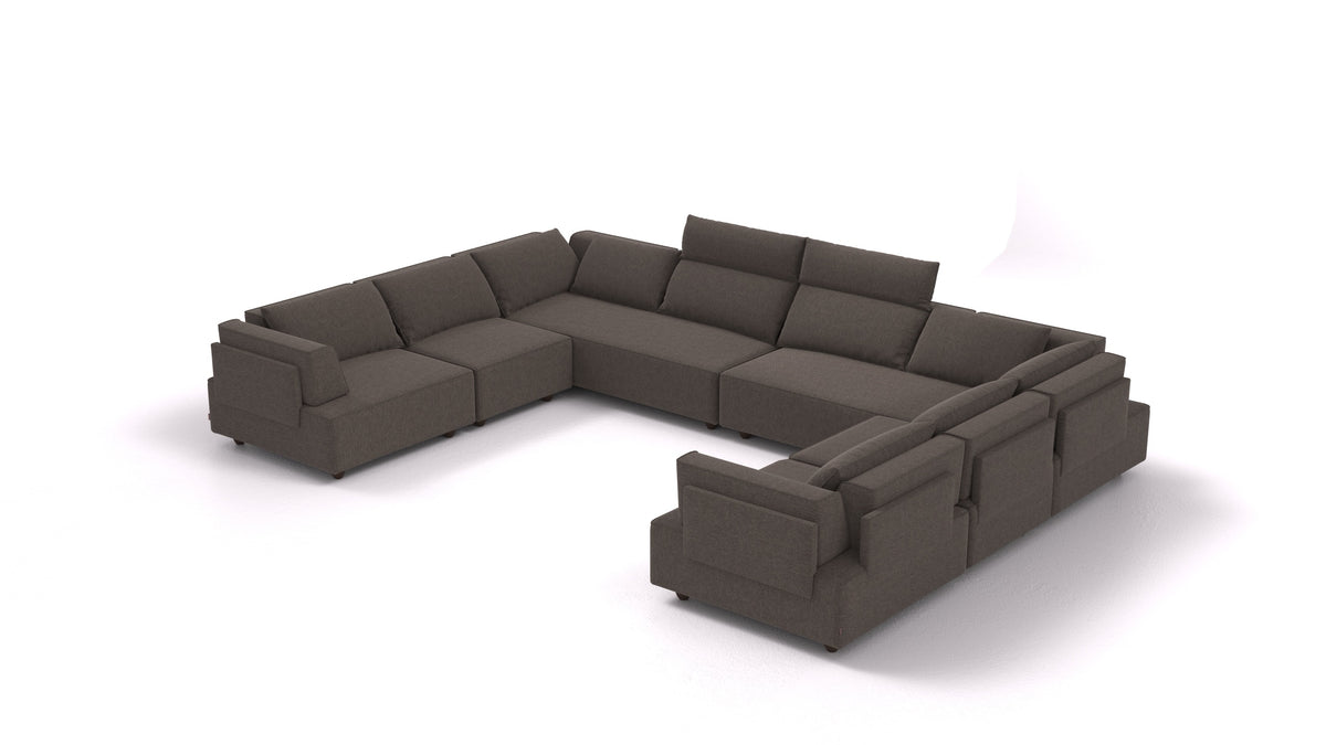 CasCais-ID, modulares Sofa von FEYDOM im Stoff Velare ET-12 Dark Grey, dunkle Füße