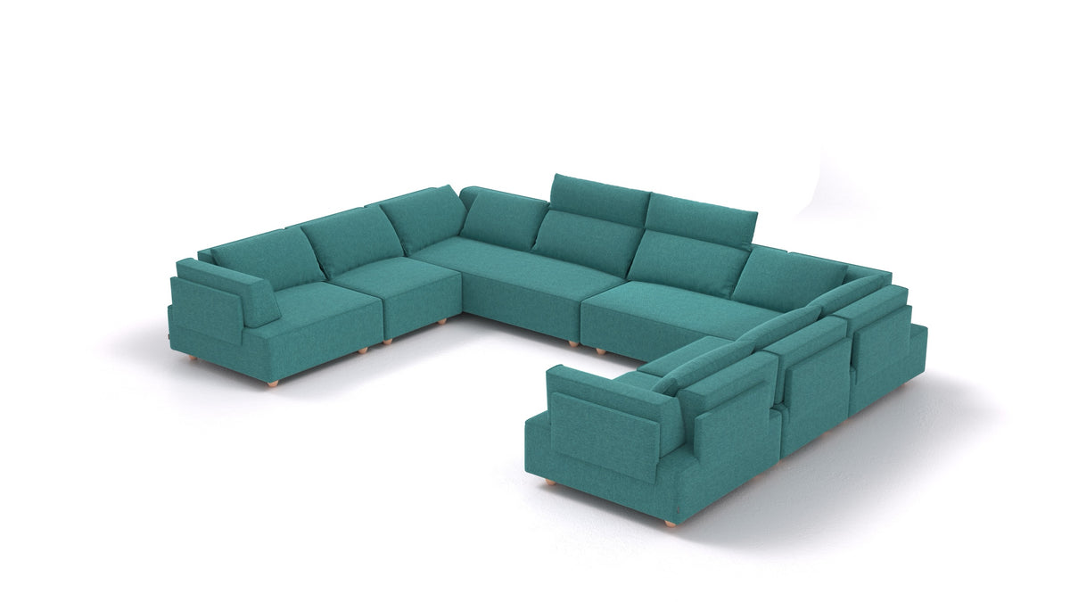 CasCais-ID, modulares Sofa von FEYDOM im Stoff Velare ET-16 Turquoise, helle Füße