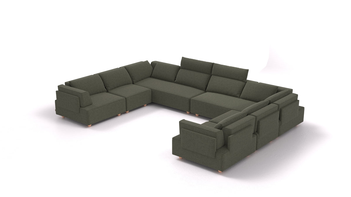 CasCais-ID, modulares Sofa von FEYDOM im Stoff Velare ET-38 Pine, helle Füße