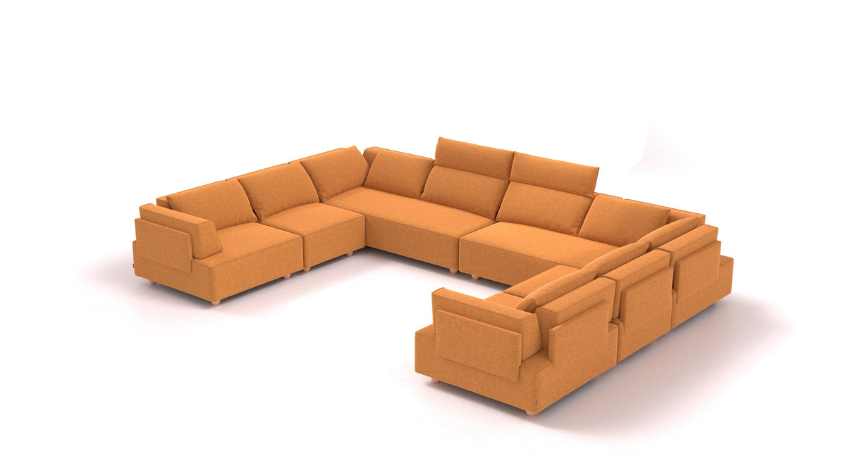 CasCais-ID, modulares Sofa von FEYDOM im Stoff Velare ET-48 Antic Gold, helle Füße