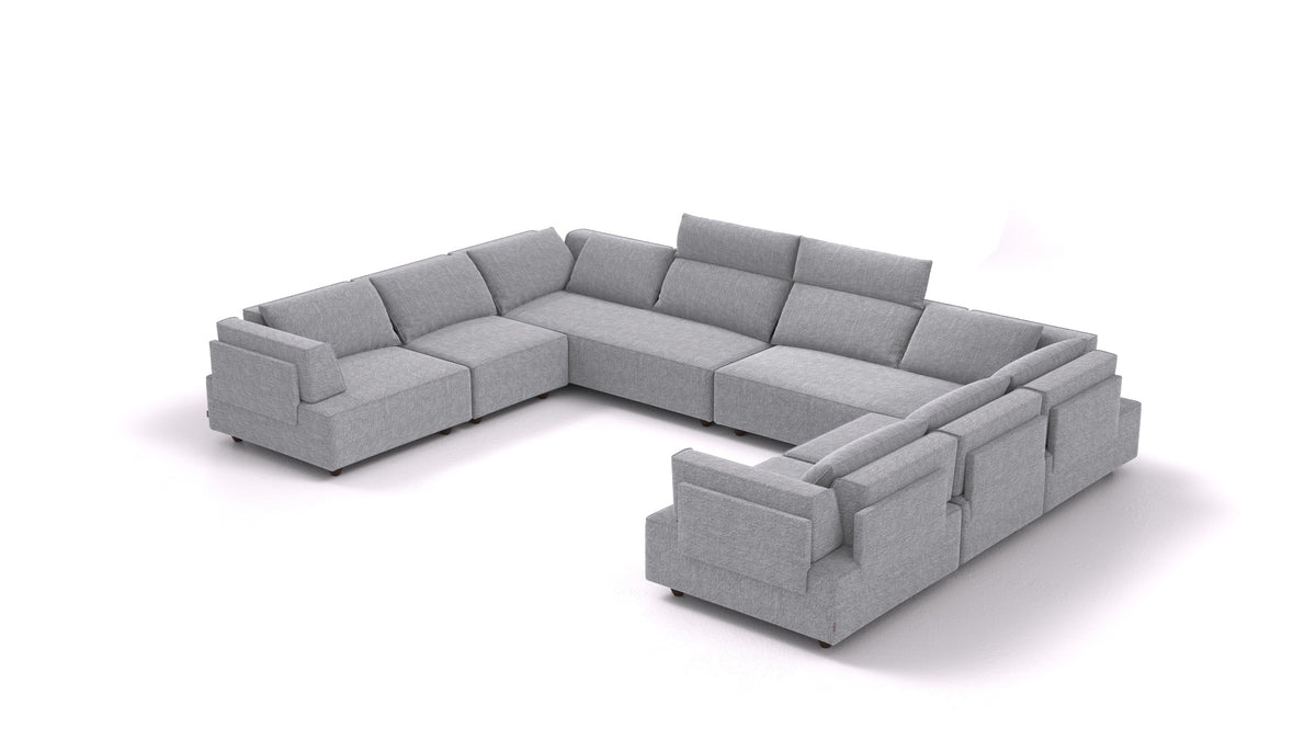 CasCais-ID, modulares Sofa von FEYDOM im Stoff Phoenix FE-92 Dark Grey, dunkle Füße