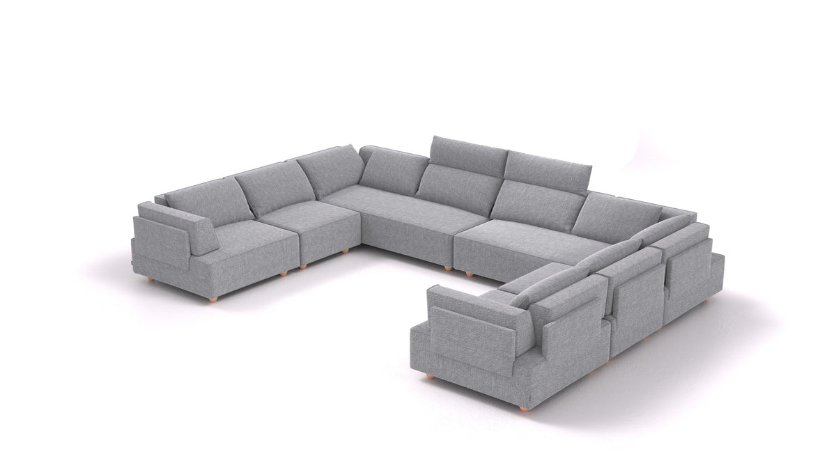 CasCais-ID, modulares Sofa von FEYDOM im Stoff Phoenix FE-92 Dark Grey, helle Füße