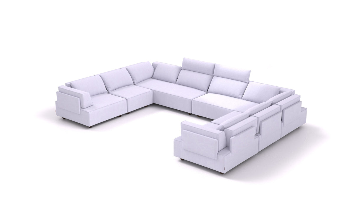 CasCais-ID, modulares Sofa von FEYDOM im Stoff Mollia FF-17 Lavander, dunkle Füße