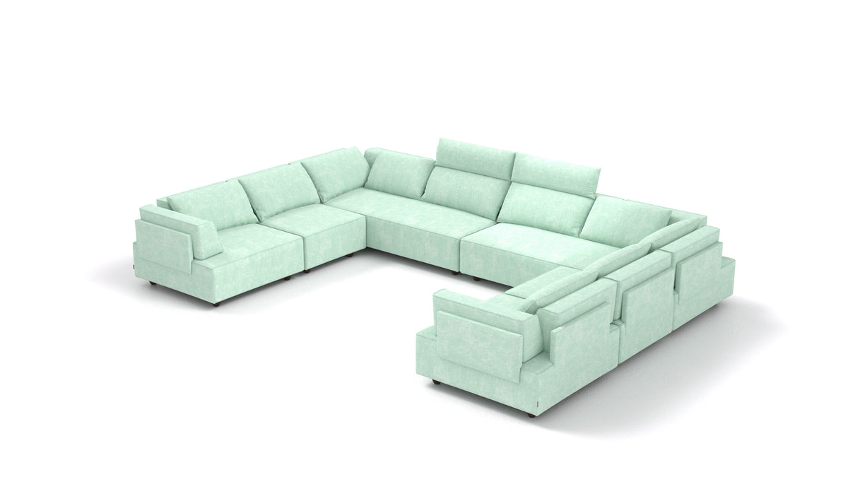CasCais-ID, modulares Sofa von FEYDOM im Stoff Mollia FF-18 Mint, dunkle Füße
