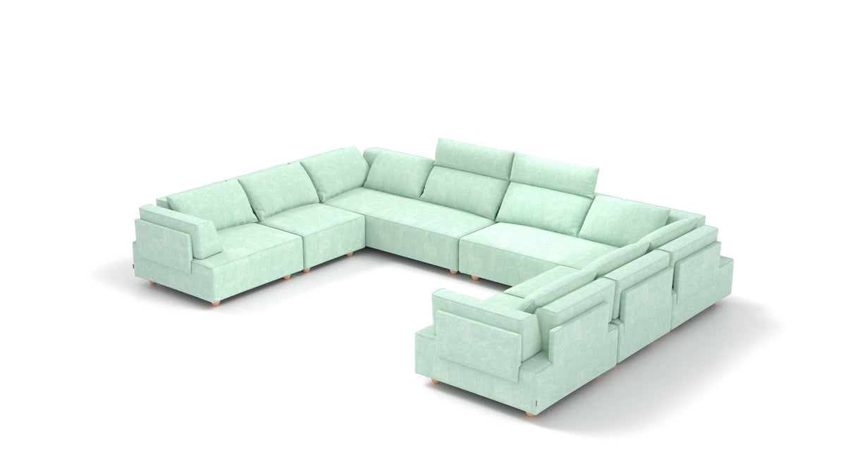 CasCais-ID, modulares Sofa von FEYDOM im Stoff Mollia FF-18 Mint, helle Füße