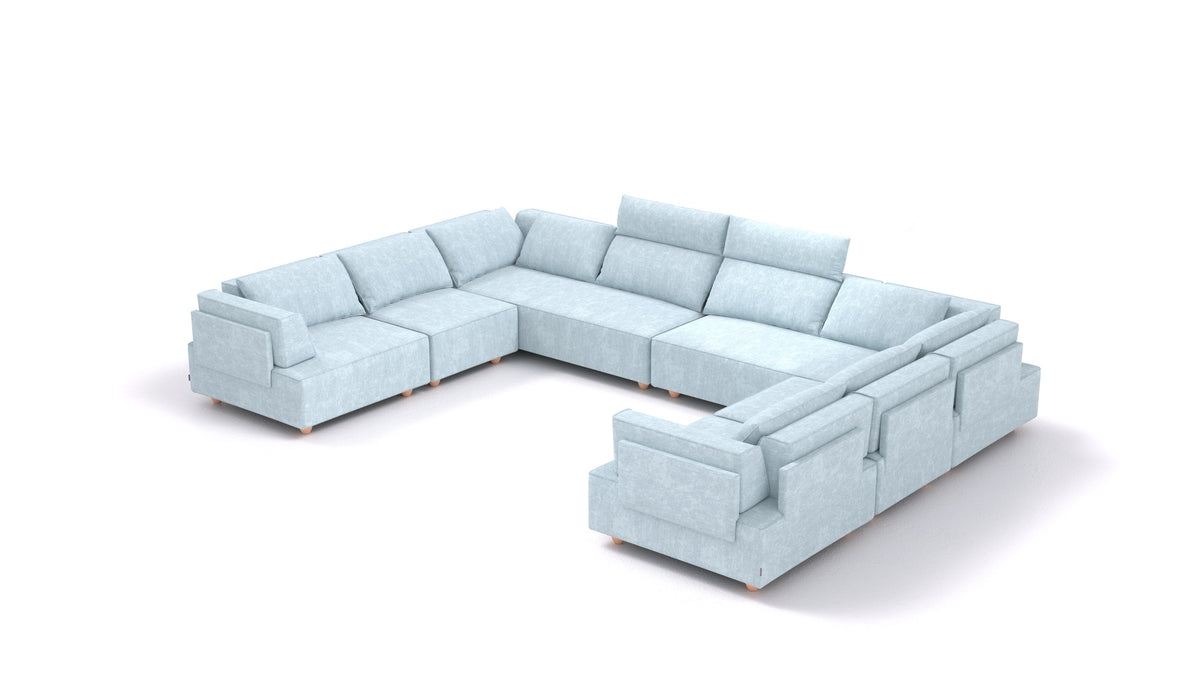 CasCais-ID, modulares Sofa von FEYDOM im Stoff Mollia FF-19 Pastel Blue, helle Füße